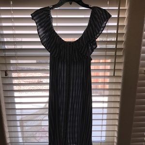 AMERICAN EAGLE OFF THE SHOPDER STRIPED DRESS